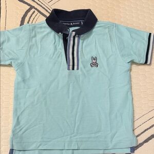 Psycho Bunny Kids Polo Shirt - Aqua and Navy